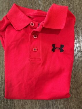 Under Armour Boys Bright Red Polo with Black Logo